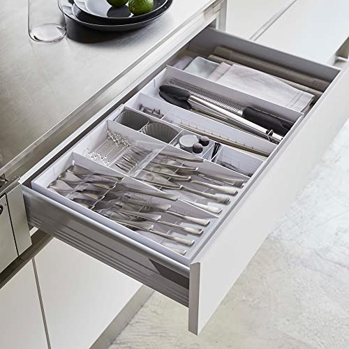 YAMAZAKI 5415 TOWER Extendable Diagonal Cutlery Tray, white, ABS Resin/PS Resin, Minimalist, 30~47.5 x 35 x 5.5 cm - Image 2