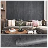 VEELIKE Holzoptik Wandtapete Selbstklebend Möbelfolie Dunkelgrau Matt Verdickte Holztapete 40cm X 300cm Wasserdicht Klebefolie Klebefolie für Schlafzimmer Badezimmer Wohnzimmer Schrank