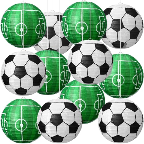 Lanternes en papier football 20 cm Honoson pour décoration de fête lot de 12