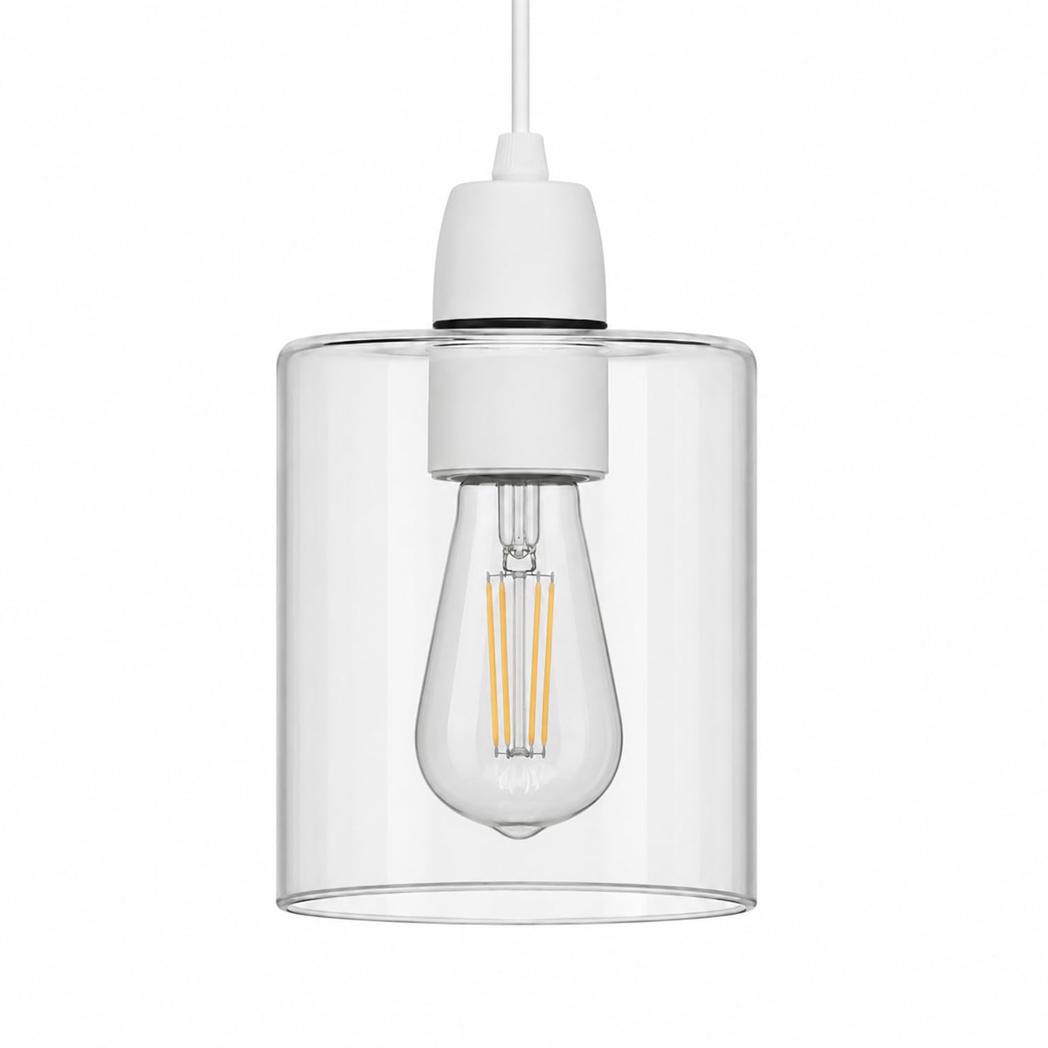 Clear Glass Lamp Shade 15cm Height x 14cm Diameter, Clear Small Light Shade Replacement, E27 Easy Fit Ceiling Pendant & Table Lamp Shade, Vintage Modern Lighting for Living Room Bedroom