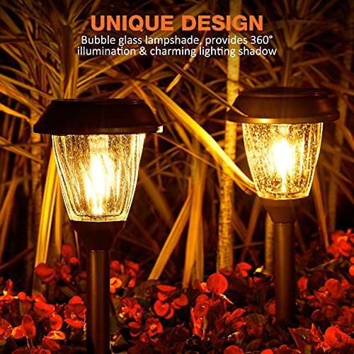 Xmcosy+ Outdoor Solar Lights - 6 Pack Led Solar Lights Outdoor Waterproof, Auto On/Off 10-25 Lm Glass Decorative Solar Lights For Outside Yard Garden Landscape Driveway Walkway Sidewalk (Warm White) #TOP2