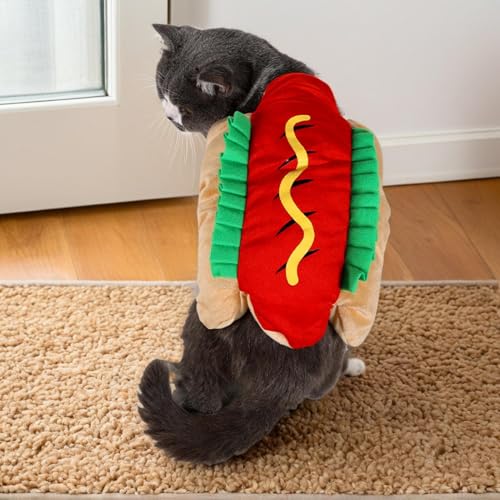 Fantasia de cachorro-quente para animais de estimação, fantasia de Halloween de cachorro-quente para