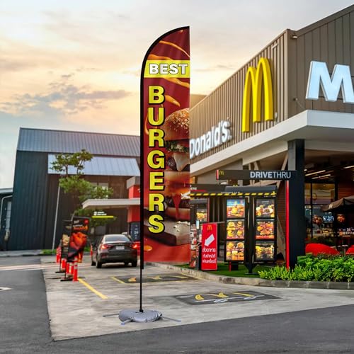 Image of MASTERCANOPY 12FT Tall Burgers Feather Flag Pole Kit Red