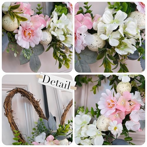 Bunny-Shaped-Easter-Wreath-with-Artificial-Daisy-Hydrangea-Egg-Spring-Easter-Decor-for-Home-Door-Wall-Indoor-Outdoor-18-Inch Bunny Shaped Easter Wreath with Artificial Daisy Hydrangea Egg Spring Easter Decor for Home Door Wall Indoor Outdoor 18 Inch