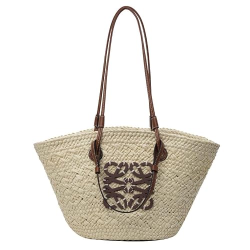 JABALUX Bolsa de paja tejida a mano, estilo retro, para mujer, 51 x 28 x 19 cm JABALUX Bolsa de paja tejida a mano, estilo retro, para mujer, 51 x 28 x 19 cm