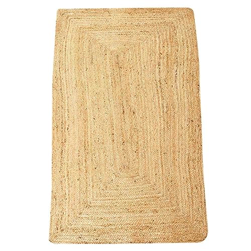 Casa Moro Jute Teppich Esha Natur 90 x 150 cm rechteckig | Natur Beige Teppich-Läufer im Boho-Style...