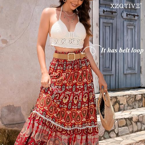 XZQTIVE Straw Woven Elastic Belt for Women Stretch Waist Belt for Dress Boho Raffia Ladies Belt with Gold/Sliver Buckle3