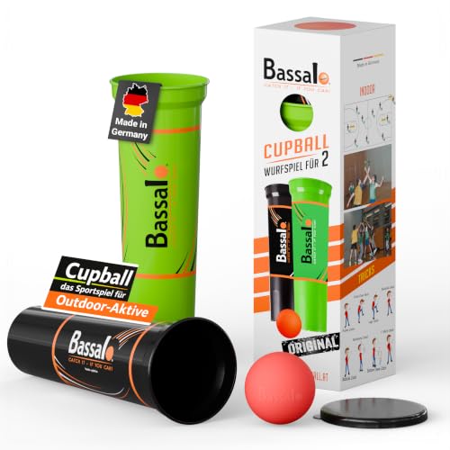 BASSALO Cupball 2er Starter-Set inkl. Box - Sportspiel für Kinder, Jugendliche, Erwachsene – 2 Becher, 1 Spielball, Spielanleitung