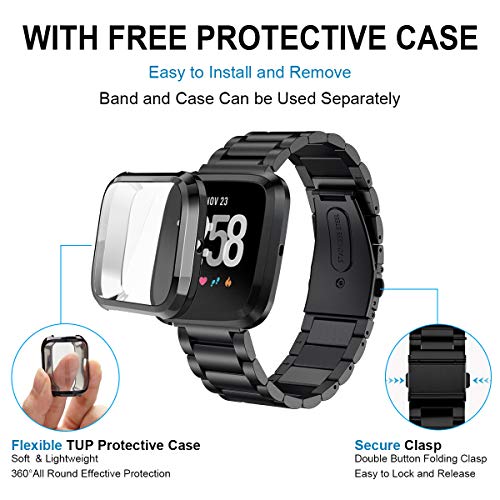 Correa metálica compatible Fitbit Versa 2 negra miniatura 2