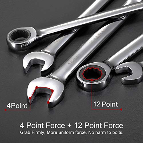 Image of BULLTOOLS 23-Piece Ratchet Wrenches Chrome Vanadium Steel Ratcheting Wrench Set with Metric and SAE 72-Tooth Box End and Open End Standard Wrench Set with Organizer Box