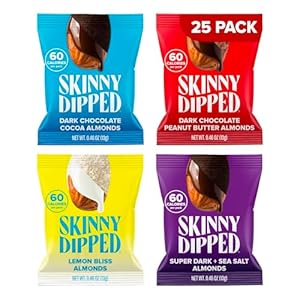 SkinnyDipped Snack Attack Minis Almond Variety Pack, Healthy Snack, Plant Protein, Gluten Free, 0.46 oz Mini Bags, Pack of 25