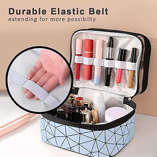 Image of Handcuffs Makeup Bag Double Layer Cosmetic Case with Handle | Toiletry Organizer | Vanity Case | Make Up Box | Skincare Storage | Beauty Products | Holder | Big | Bags (Blue)