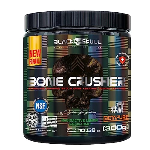Pré-Treino Suplemento Alimentar Bone Crusher Black Skull 300g Sabor Lemon Radioactive