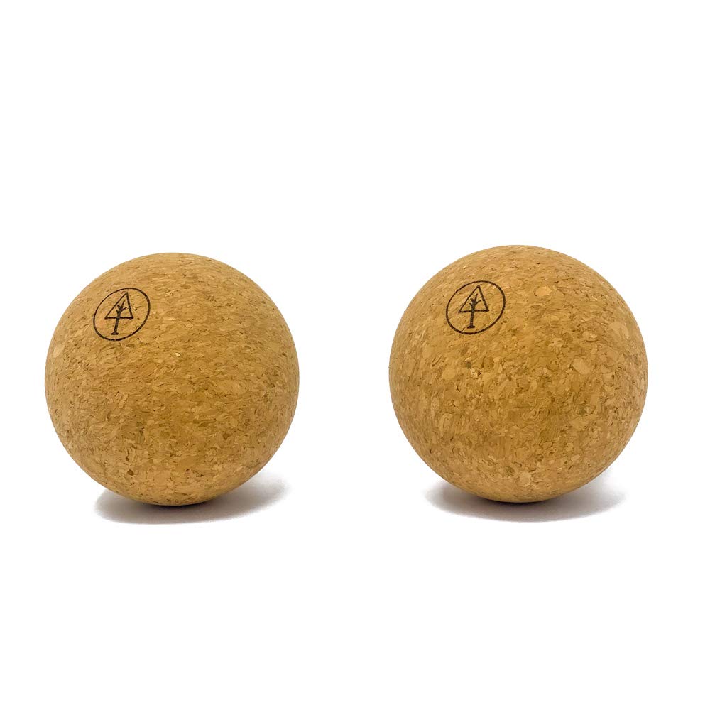 Rawlogy Travel Cork Massage Ball | Lightweight, Sustainable Alternative to Lacrosse Ball for Muscle Pain Relief (2.5 Inch (Pack of 2), Sanded Cork)