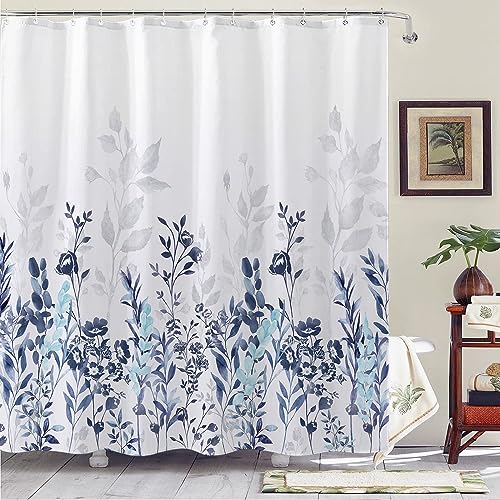 Neasow Blue and Grey Shower Curtain, Watercolor Floral Bathroom Curtain Teal and White 72×72 inches by Neasow - Used condition - Image 5