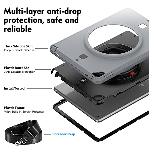 Case for iPad 9/8/7 2021/2020/2019 10.2 Inch Handheld Flat Shell Shockproof and Robust with 360° Folding Rotating Stand - Image 4