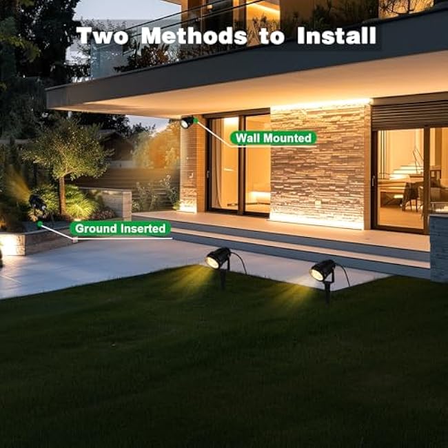 Outdoor Landscape Lights 10W Outdoor Lighting 3000K Warm Light with Stand & COB Led Spotlights for Yard Lawn Flag, 1000LM Waterproof Landscape Lighting 5.9 FT Plug Cord