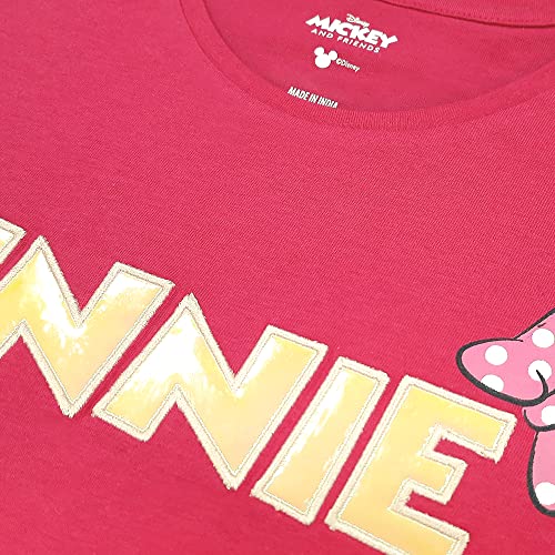 Image of Kidsville Mickey & Friends Printed Regular Fit Pink Cotton Girl's T-Shirt