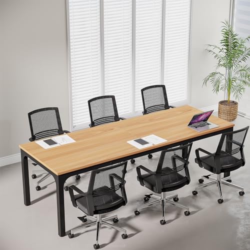 Tribesigns 6.5 FT Conference Room Table, 78.74' W x 27.56' D Large Office Conference Table, Modern Seminar Meeting Table Desk for Boardroom, Meeting Room (1, Natural)