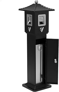 Standing Cigarette Butt Disposal with Inner Bucket Trash Receptacle Outdoor Metal Vertical Trash Bin for Porch/Guest Areas/Office/Balcony