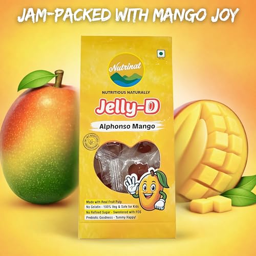 Image of Nutrinat Jelly D Alphonso Mango Fruit Jelly Candy (Pack of 3 x 20 Pieces) | No Gelatin, No Refined Sugar | Plant-Based Pectin Toffee | Healthy Fruity Snacks