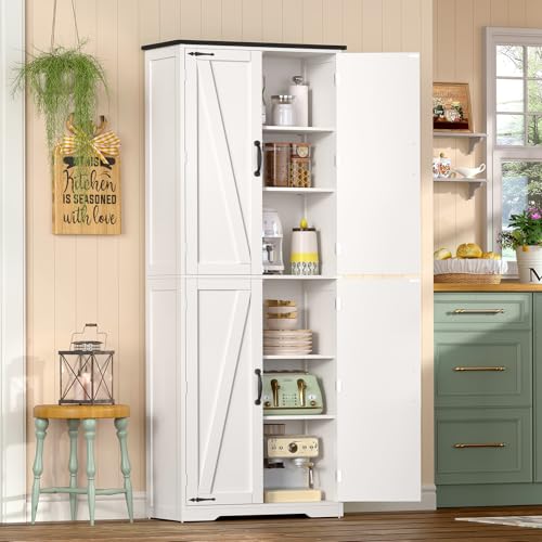 TEENFON 170cm Buffet Cuisine Rangement, Armoire de Rangement 4 Po...