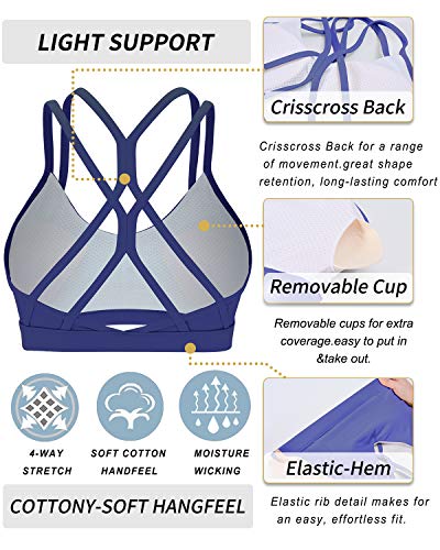 Image of RUNNING GIRL Sports Bras for Women,Strappy Crisscross Back Padded Low Impact Running Sports Bra with Removable Cups