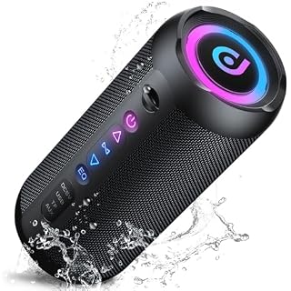 aowoka Enceinte Portable Bluetooth 5.4 sans Fil avec Bass Puissantes, 24W Enceinte Bluetooth, Autonomie 25 hrs, Lumières RGB, Appairage TWS, IPX7, AUX, TF, pour l’extérieur/La Fête/Voyage, Noir - Les Beatles, Paul McCartney, John Lennon, RIngo Starr, George Harrison