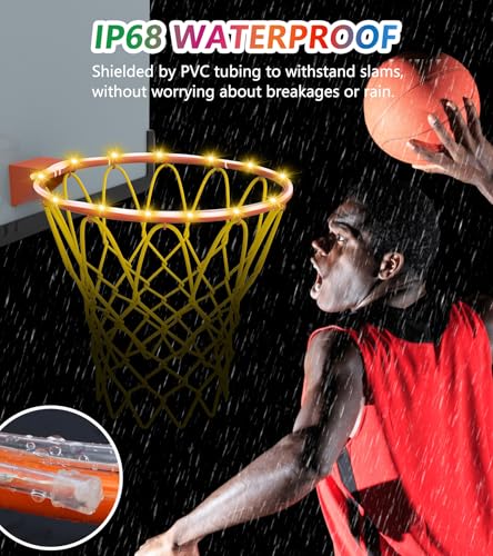 LED Basketball Hoop Light, Waterproof Super Bright Basketball Rim Lights,Remote Control 16 Colors and 7 Lighting Flicker Change, for Night Outdoor Basketball Games - Thumbnail 3