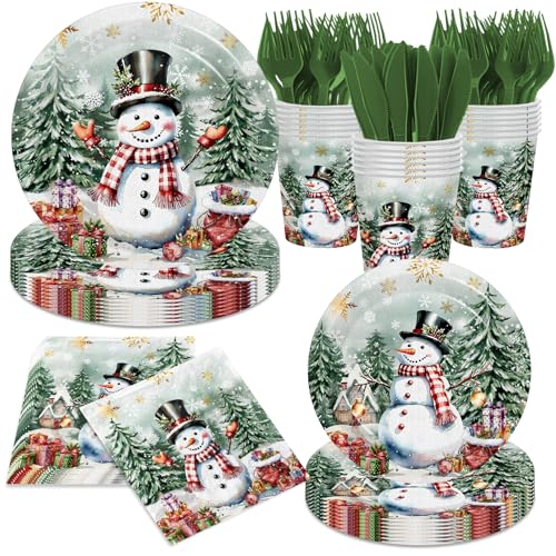 Vintage Christmas Decorations-144Pcs Snowman Plates and Napkins Retro Christmas Tree Snowman Tableware for Winter Holiday Xmas Party Supplies Vintage Christmas Decorations-144Pcs Snowman Plates and Napkins Retro Christmas Tree Snowman Tableware for Winter Holiday Xmas Party Supplies