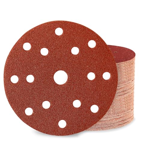 Huopueit 80 Stück Schleifpapier 150mm Klett 15 Loch Schleifscheiben für Rund Exzenterschleifer - je 10x P60 P80 P120 P180 P240 P320 P400 P600