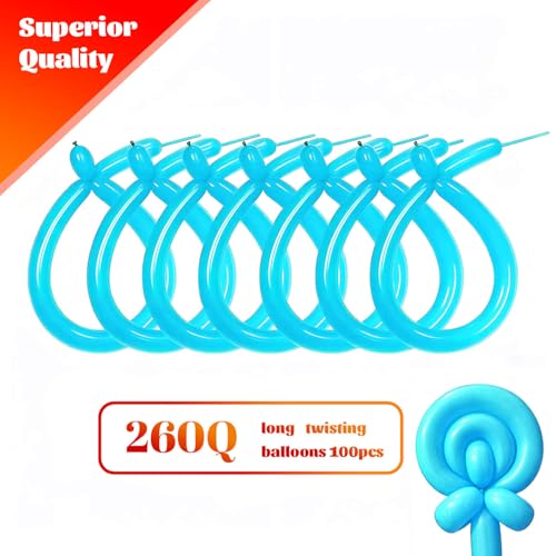 Image of 260 Teal Blue Long Balloons for Balloon Garland Thickening Skinny Latex Twisting Animals Modeling Christmas Birthday Wedding Party Festival Decorations 100pcs