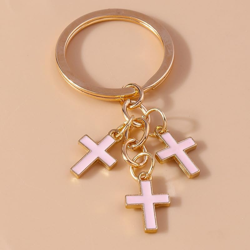Cross Keychain for Women Car Keys Ring Accessories Clip Handbag Purse Cross Pendant Charms - Image 4
