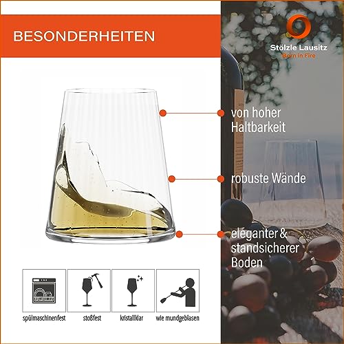 Stölzle Lausitz Crystal White Wine Glasses Set of 6, 380ml Capacity, Symphony Series, Transparent - Image 4