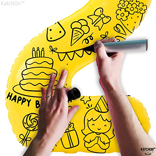 Image of KatchOn Yellow Number 2 Balloon 40 Inch 2nd Birthday Decorations for Boys