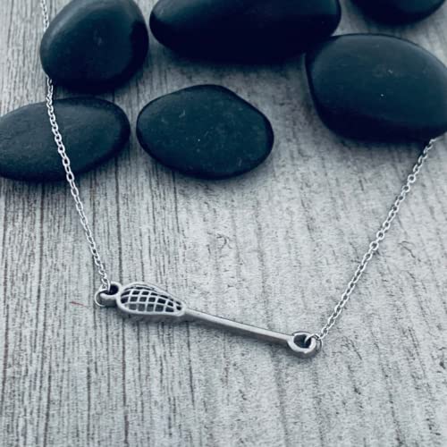 Sportybella Lacrosse Necklace, Gold Dainty Lacrosse Stick Pendant, Lacrosse Jewelry, Stainless Steel Charm, Gift for Lacrosse Player Lacrosse Accessory,2