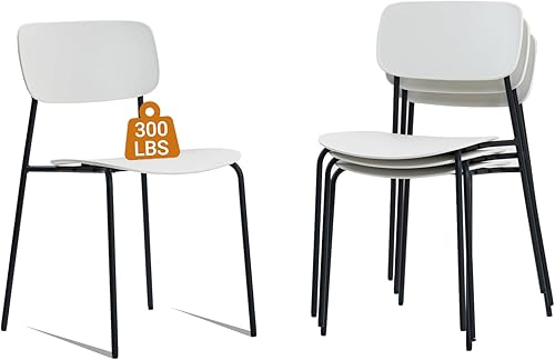 Sidanli Juego de 4 sillas apilables para sala de conferencias, sillas de recepción con asiento de plástico, sillas apilables para sala de espera