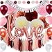 Burgundy and Rose Gold Bachelorette Party Decorations Bridal Shower Kit - Classy Pink Engagement Decor - Tissue Pom Poms Balloons Bride to Be Banner Circle Garland Tassels - All in ONE