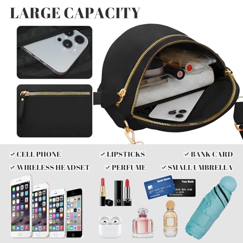 Image of WOOMADA Checkered Crossbody Bag Bum Bag for Women, Fanny Pack Checkered Purse, Belt Bag with Shoulder Strap(Black)
