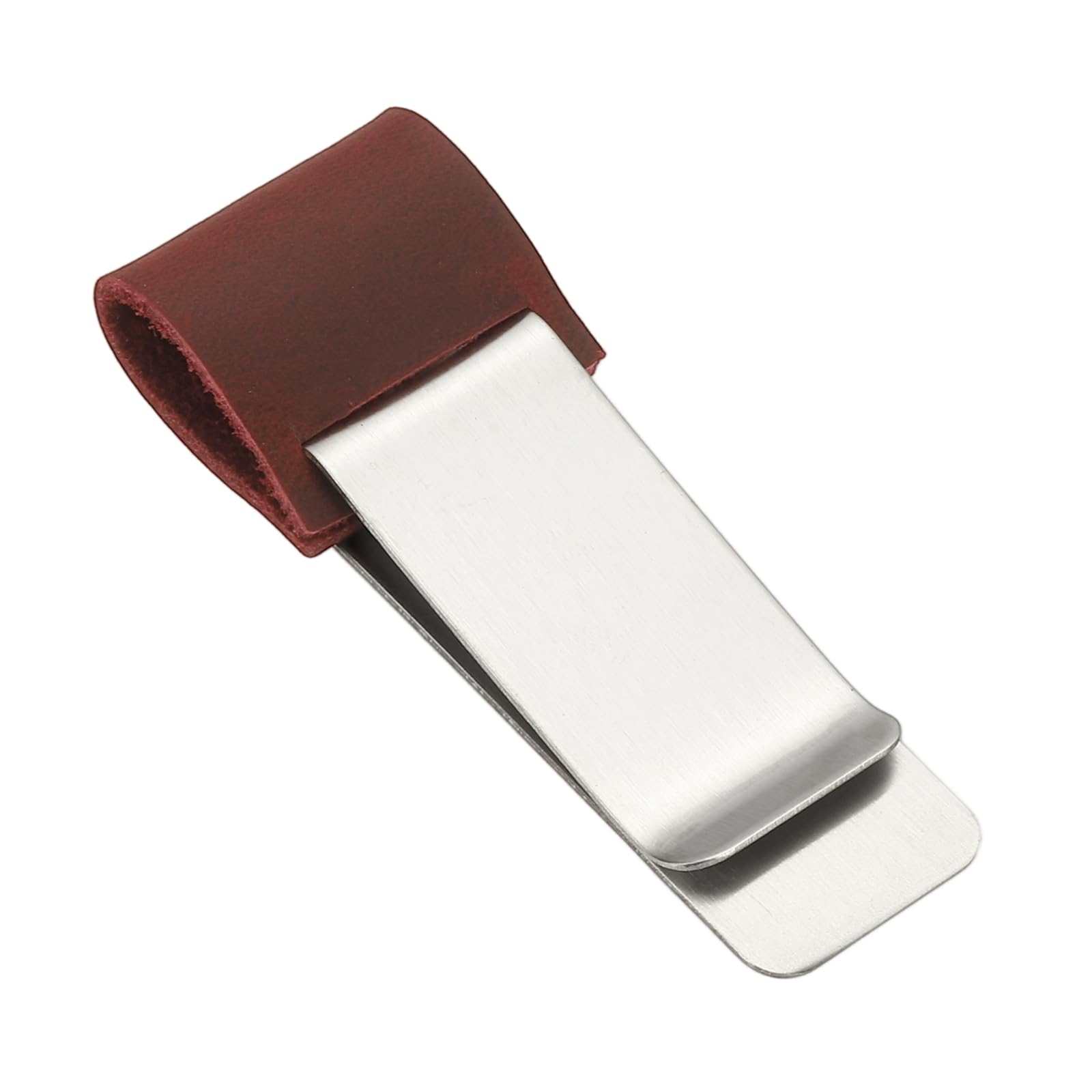 PATIKIL Pen Loop for Notebook, Stainless Steel Leather Pencil Holder Pen Clip for Notebook Traveler Journals Planner, Wine Red