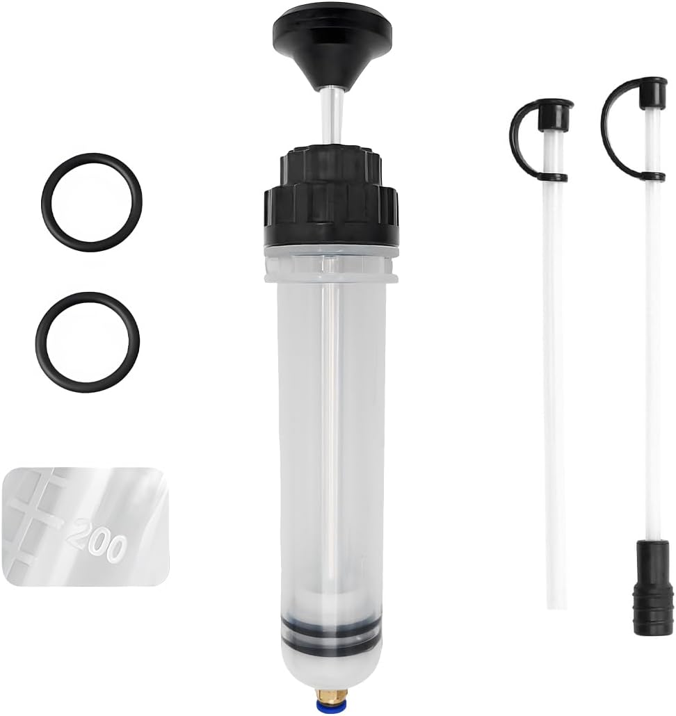 povtii 200cc Fluid Extractor, Automotive Fluid Extractor Pump, Manual Extraction and Filling Pump with Two Extraction Tubes, Universal Fluid Oil Change Evacuator Car Accessories