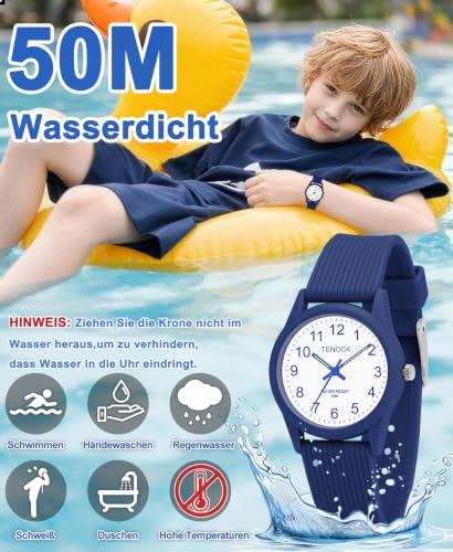 Image of Kids Analog Watch Waterproof Learning Time for Boys Girls Ages 4-12 | Soft Band, Easy to Read, Big Numbers,Simple Style, Sport, Swimming, Playing, Daily Wear, Ideal Gift for Birthday