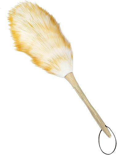 Miniatura 9 de Plumero de lana de cordero - Plumeros para muebles con mango de madera, herramienta de eliminación de polvo para limpiar ventiladores de techo,