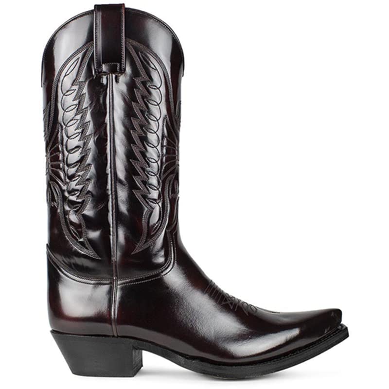 Western Boots Vintage Square Toe Chunky Block Heel Pointed Toe Stitched Leather Cowboy Boots for Men Country Boots Mid-Calf Boots2