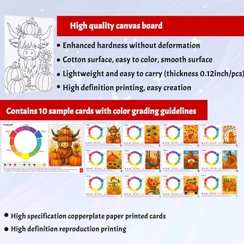 12Pcs Pre Drawn Canvas Boards 8x10 Sip and Paint kit for Adults Canvas for Painting with Design Paint Party Favors Painting Supplies for Beginner Scenery Fall Pumpkin Autumn Scenery Thanksgiving Day - Thumbnail 3