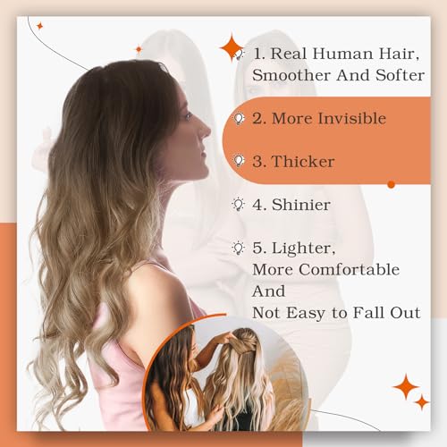 Image of Full Shine Ombre Hair Extensions Tape in Balayage Glue in Extensions Color 2 /6 /18 Brown And Blonde Tape ins Human Hair Extensions Straight Seamless Hair Extension Remy Human Hair 22Inch 50G 20pcs