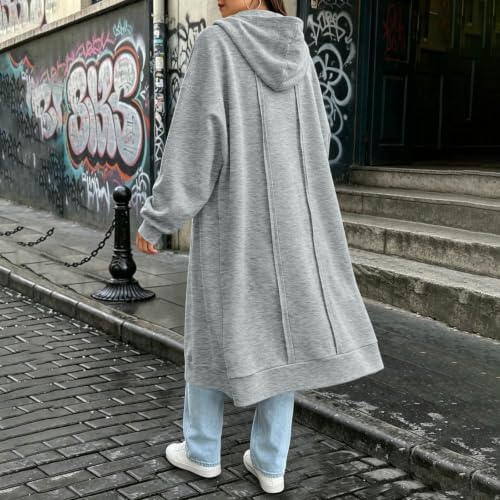 ABABC Long Hoodies for Women Zip Up Casual Tunic Fleece Sweatshirt Jacket — view 7