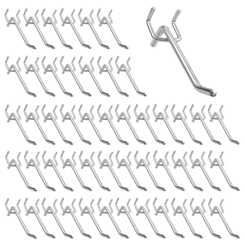 LEKEFETO Pack of 50 Perforated Wall Hooks Tool Holder Perforated Wall Length 10 cm, Pegboard Hooks Perforated Wall Accessories for Perforated Wall with 3.2 cm Centre Distance Wall Garage Shelf