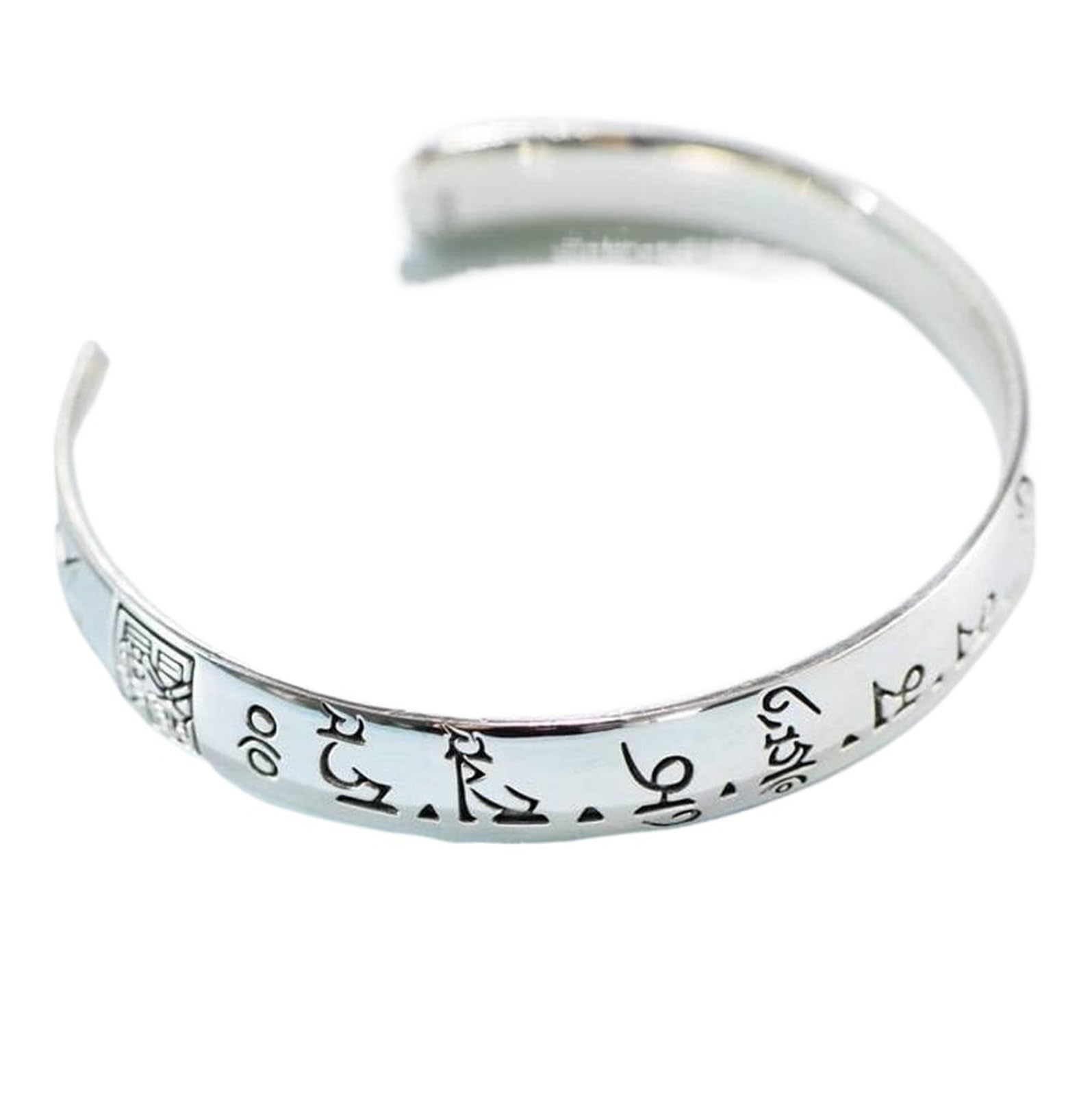 Bracciale in argento, bracciale rigido alla moda, bracciale retrò S999 Bracciale in argento Incantesimo buddista Bracciale rigido in argento regolabile Bracciale gioielli in argento personalizzato