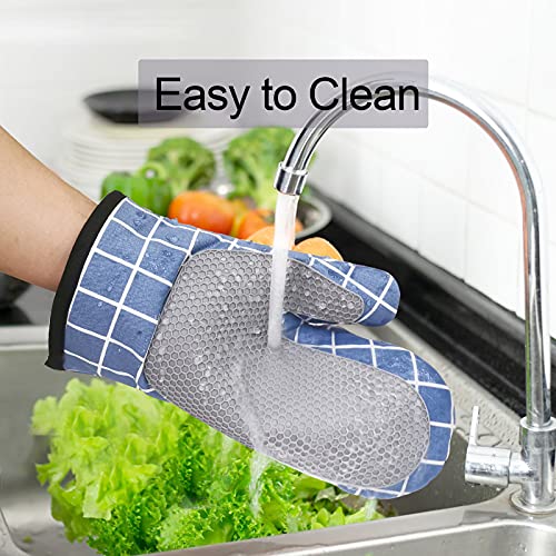Acxilexy Ofenhandschuhe Hitzebeständige, Küche Topfhandschuhe mit Silikon und Baumwollfutter Anti-Rutsch Design, Quadratischer Spleiß Backhandschuhe, Kochhandschuhe für Kochen, Backen, Grillen – Bild 3